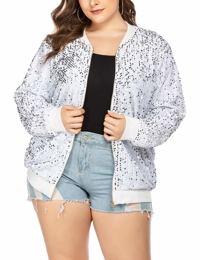 plus size sequin jacket long