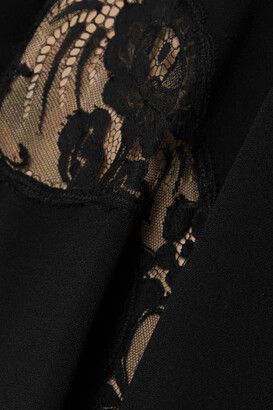 Stella McCartney + Net Sustain Celeste Asymmetric Lace-paneled Cady Mini Dress - Black