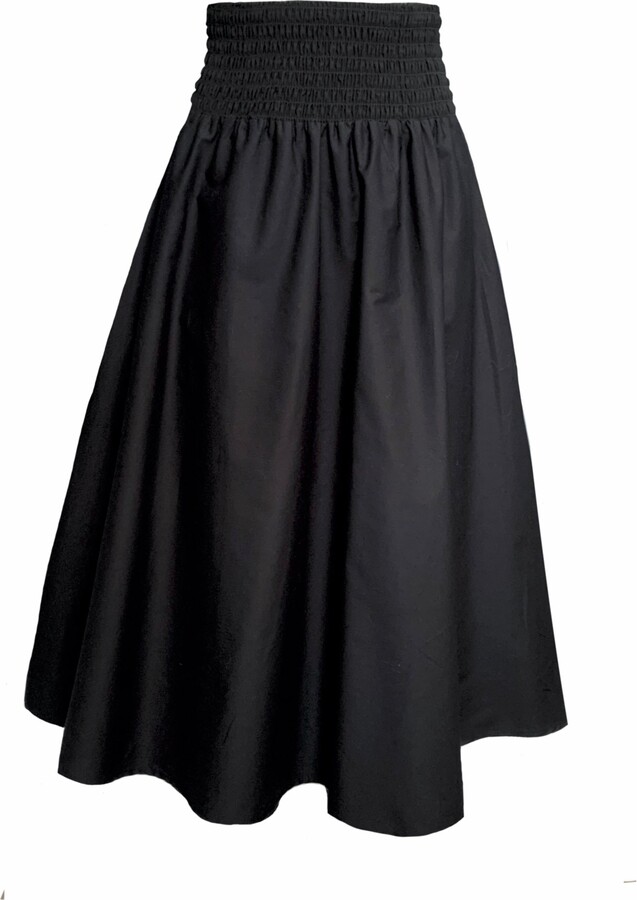 Frock Tales Orchid Midi Skirt With Pockets In Black