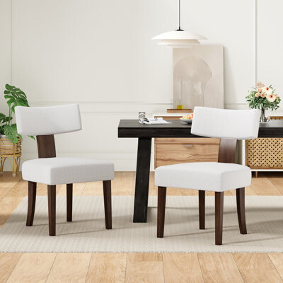 Hokku Designs Upholstered Armless Dining Table Chairs Set Of 2 With Hardwood Frame Curved Backrest For Kitchen Room