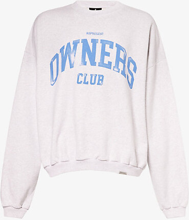 Represent Mens Sprayed Ice Grey Marl Big Owners Club Crewneck Cotton-Jersey Sweatshirt Xl