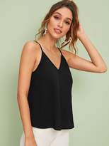 Thumbnail for your product : Shein Double V-neck Solid Cami Flowy Top