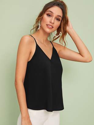 Shein Double V-neck Solid Cami Flowy Top
