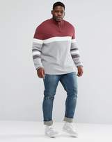 Thumbnail for your product : ASOS Design PLUS Ribbed Half Zip Jumper In Burgundy And Charcoal-Red