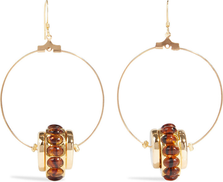 Gold-tone stone earrings