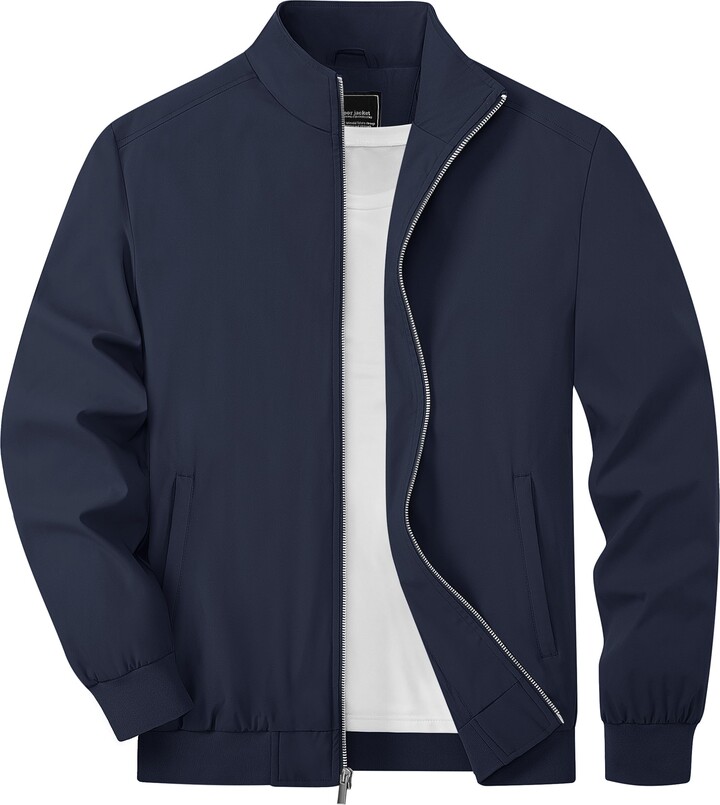TACVASEN Bomber Jacket Men Lightweight Casual Jacket Windproof Walking ...