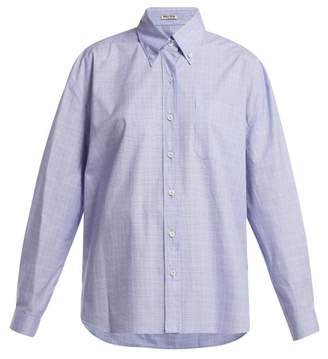 Miu Miu Button Down Collar Checked Cotton Shirt - Womens - Blue