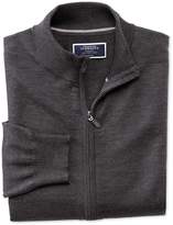 men's zip cardigan grey wool - ShopStyle