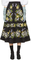 Erdem Black Floral Matelassé Tiana Skirt