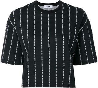 MSGM brand stripe cropped T-shirt