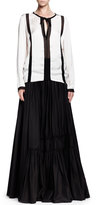 Thumbnail for your product : Lanvin Long Tiered A-Line Skirt with Rosettes, Black