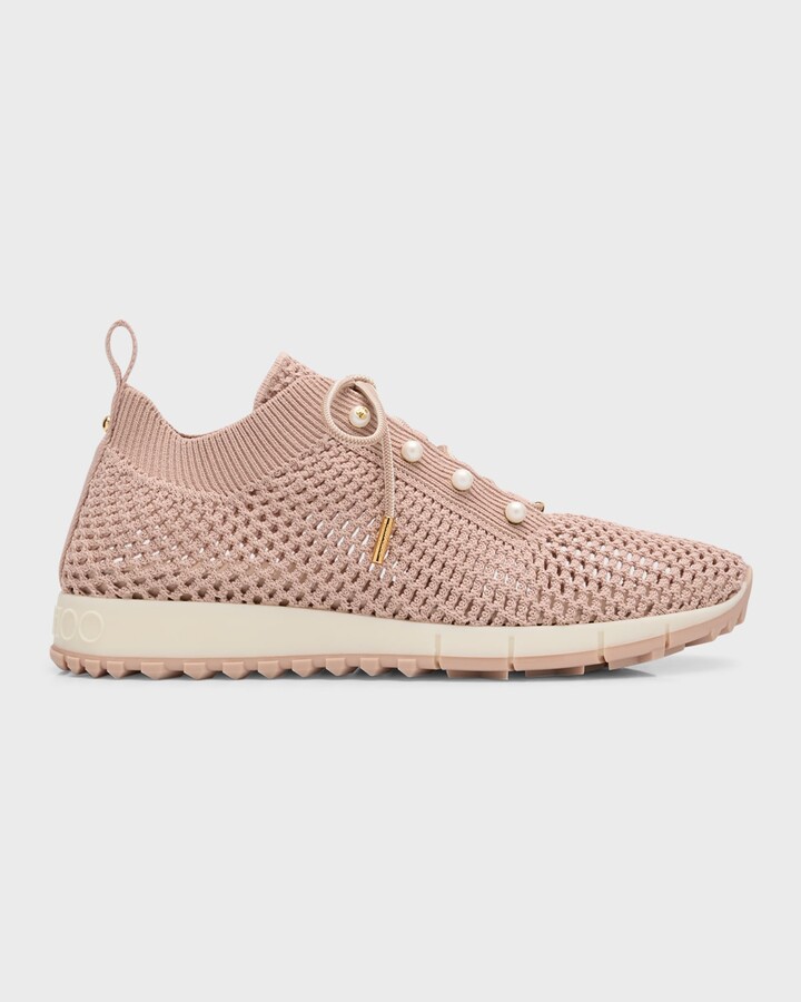 Jimmy Choo Veles Knit Pearly Lace-Up Sneakers