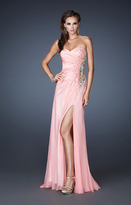 Thumbnail for your product : La Femme 18594 Side Beaded Strapless Chiffon Gown