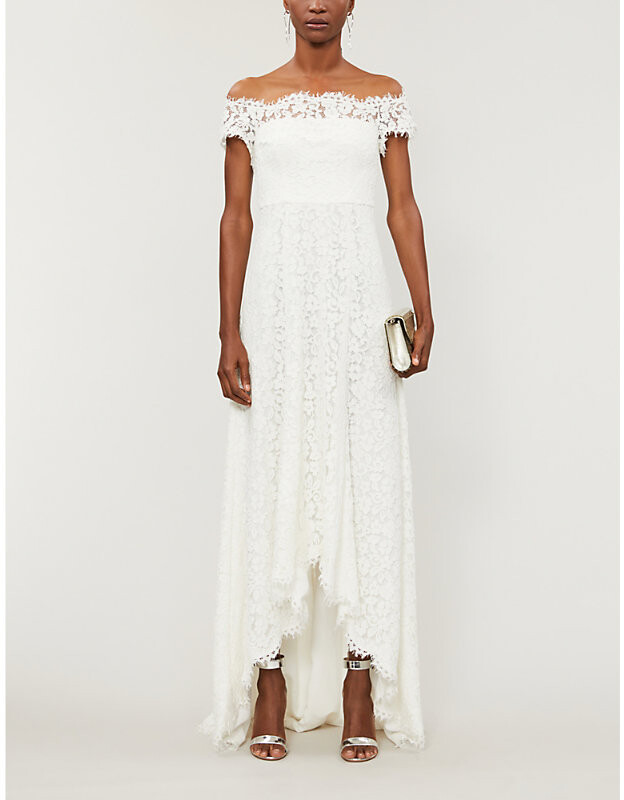 Whistles Womens Cream Rose Offtheshoulder Florallace Wedding Dress