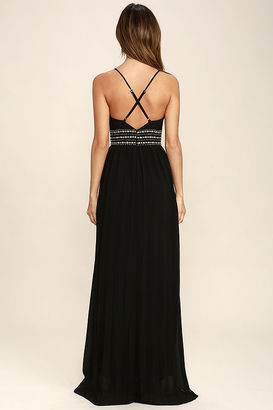 Lulus Glamorous Gala Black Embroidered Maxi Dress
