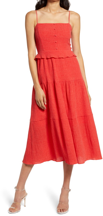 charles henry ruffle tiered wrap dress