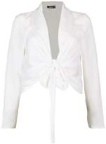 Thumbnail for your product : boohoo Tie Plunge Oversized Blouse