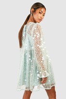 Thumbnail for your product : boohoo Disk Sequin Blouson Sleeve Smock Party Dress