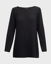 Thumbnail for your product : Eileen Fisher Ribbed Side-Slit Boat-Neck Tunic