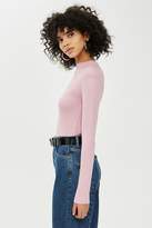 Thumbnail for your product : Topshop Womens Yoke Ribbed Knitted Top - Pink