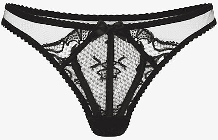 Agent Provocateur Womens Black Rozlyn Low-Rise Lace Mesh Thong M