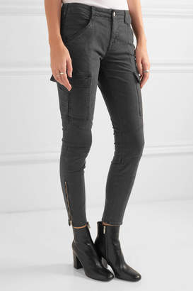 J Brand Houlihan Cropped Stretch-cotton Twill Skinny Pants - Anthracite