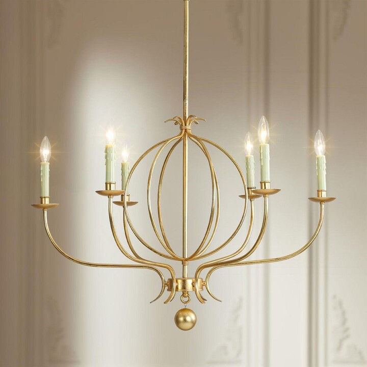 Rennnsan Farah 6-Light Vintage Creative Minimalist Antique Gold Finish Curved Tube Chandeliers