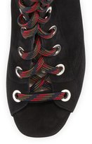 Thumbnail for your product : Prada Suede Lace-Up 85mm Bootie, Nero