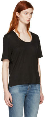 Frame Black Linen U-Neck T-Shirt