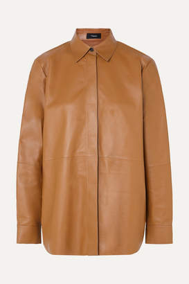 Theory Leather Shirt - Brown