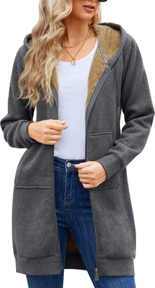 Fleece Jackets for Women UK Women's Winter Hoodie Coat Fleece