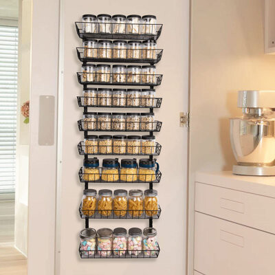Mint Pantry Adjustable Wall Mount Spice Rack, 9-Tier Dual-Use (Multi-Use) Organizer, Black