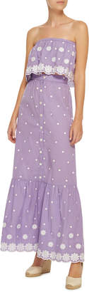 Miguelina Aiden Embroidered High-Rise Cotton Skirt