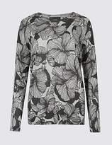 Thumbnail for your product : M&S Collection Floral Print Centre Seam Round Neck Jumper