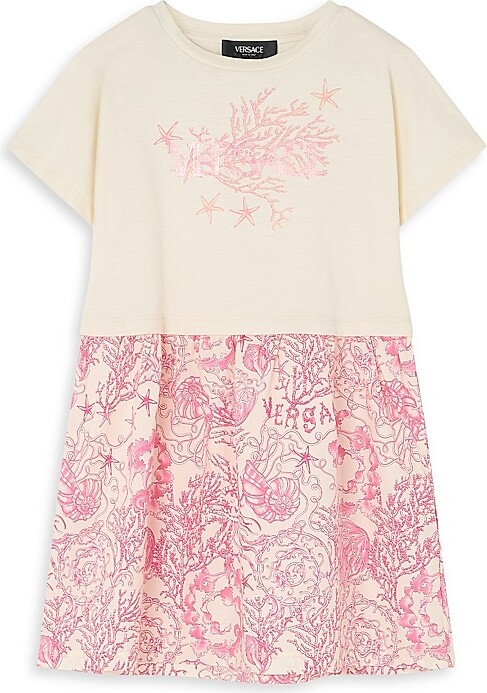 Versace Little Girl's & Girl's Coral Theatre Barocco Print Dress - Ivory Guava - Size 10