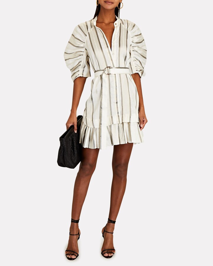 Acler Leighton Puff Sleeve Linen-Blend Mini Dress - ShopStyle