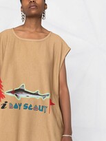 Thumbnail for your product : Barbara Bologna longline shark print T-shirt