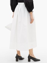 Thumbnail for your product : Jil Sander High-rise Organic Cotton-poplin Midi Skirt - White