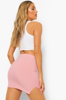 Thumbnail for your product : boohoo Ribbed Split Hem Mini Skirt