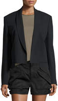 Helmut Lang Ribbed Shawl-Collar Cropped Jacket, Black