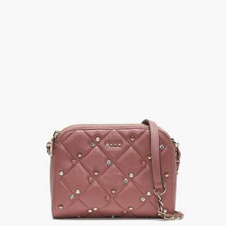 DKNY Barbara Quilted Rose Leather Embellished Cross-Body