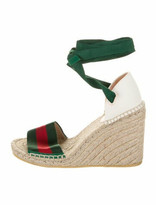 Thumbnail for your product : Gucci Web Accent Striped Espadrilles Green