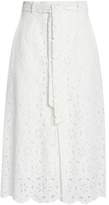 Thumbnail for your product : Zimmermann Tie-Front Broderie Anglaise Midi Skirt