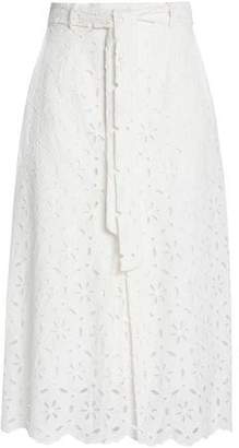 Zimmermann Tie-Front Broderie Anglaise Midi Skirt
