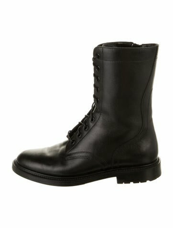 Celine Combat Boots Leather Combat Boots Black - ShopStyle