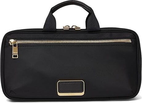 Tumi Small Madeline Cosmetic Luggage Black/Gold Leather/Nylon