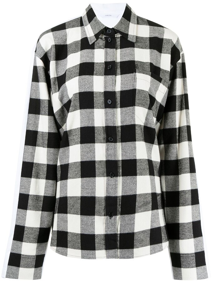 black gingham shirt
