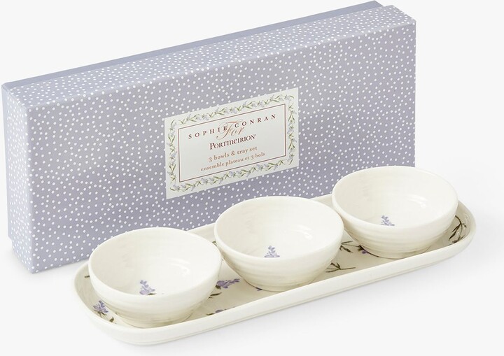 Sophie Conran for Portmeirion Lavandula Porcelain 3 Dip Bowls & Tray