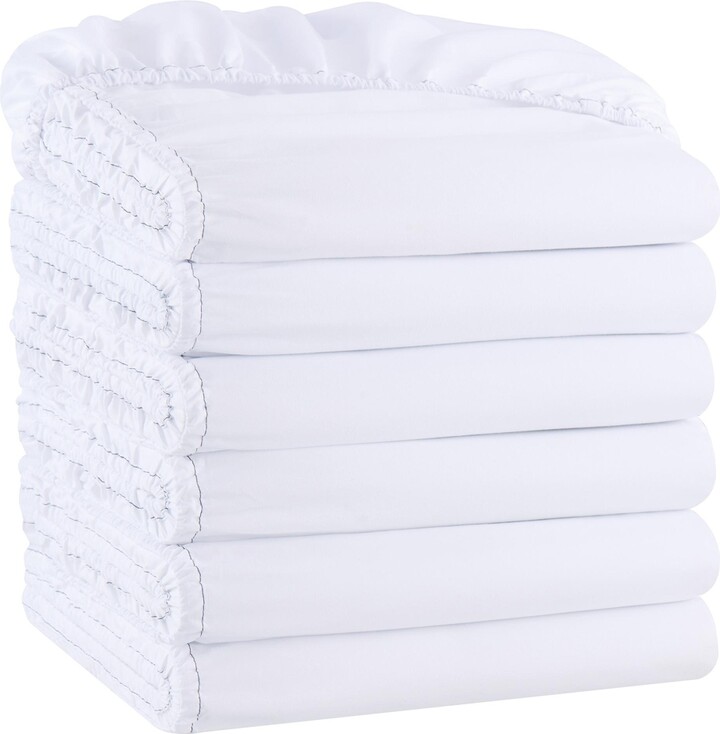 Arkwright Home Arkwright Bulk Fitted Microfiber Sheets - (6 Pack) Color-Coded Hem Threads Bedding Essentials Supplies for Hosts of Hotel, Motel, or Rental Properties