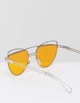 Thumbnail for your product : ASOS Cat Eye Sunglasses With Wire Highbrow And Double Nose Bridge With Orange Lens